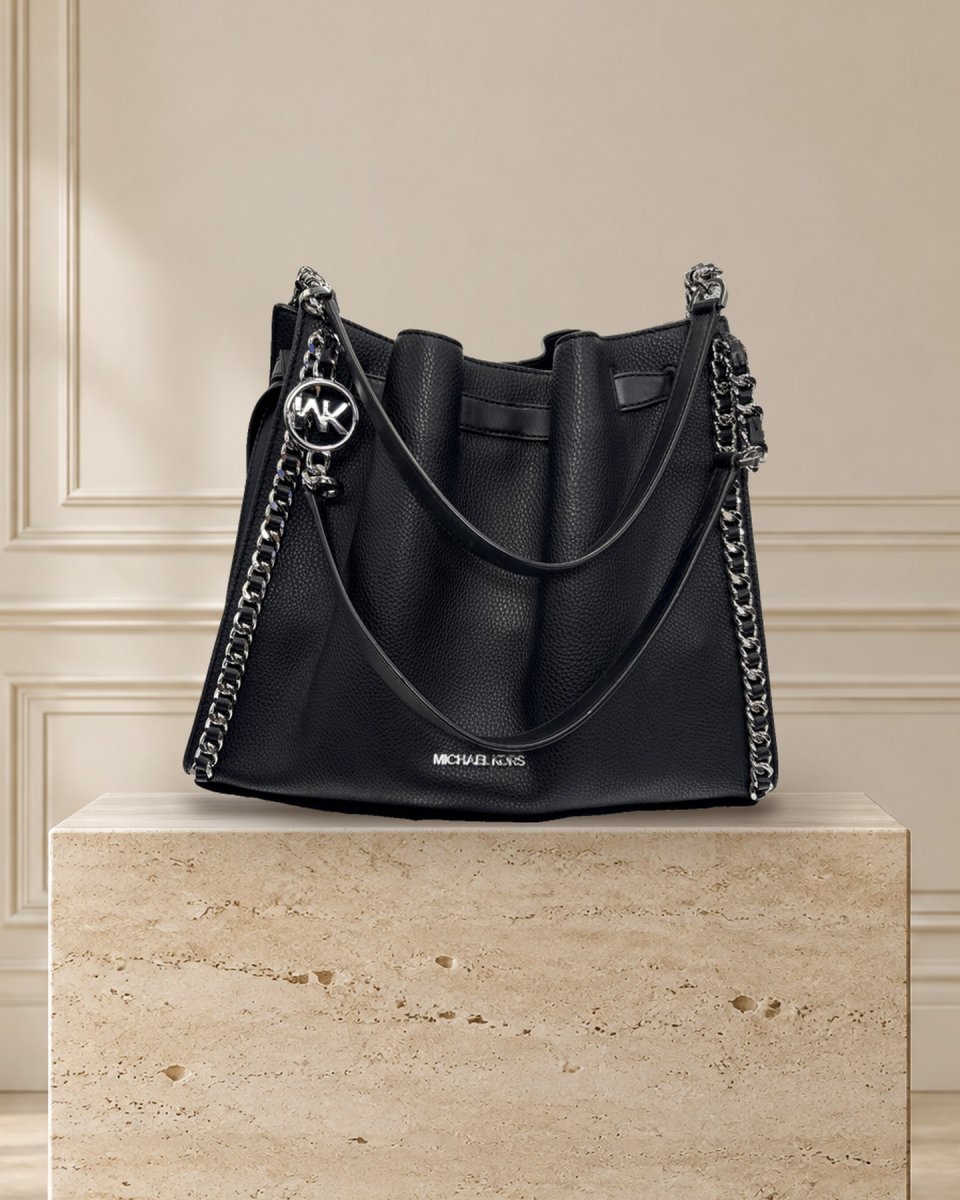 Bolsa Michael Kors Mina, preta, couro, vista principal, foto 1 de 8, estúdio. Capa